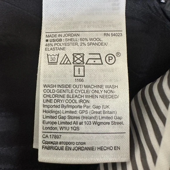 Banana Republic Ryan Slim Straight Fit Washable Wool Blend Pants Black  8 Short - Picture 10 of 14